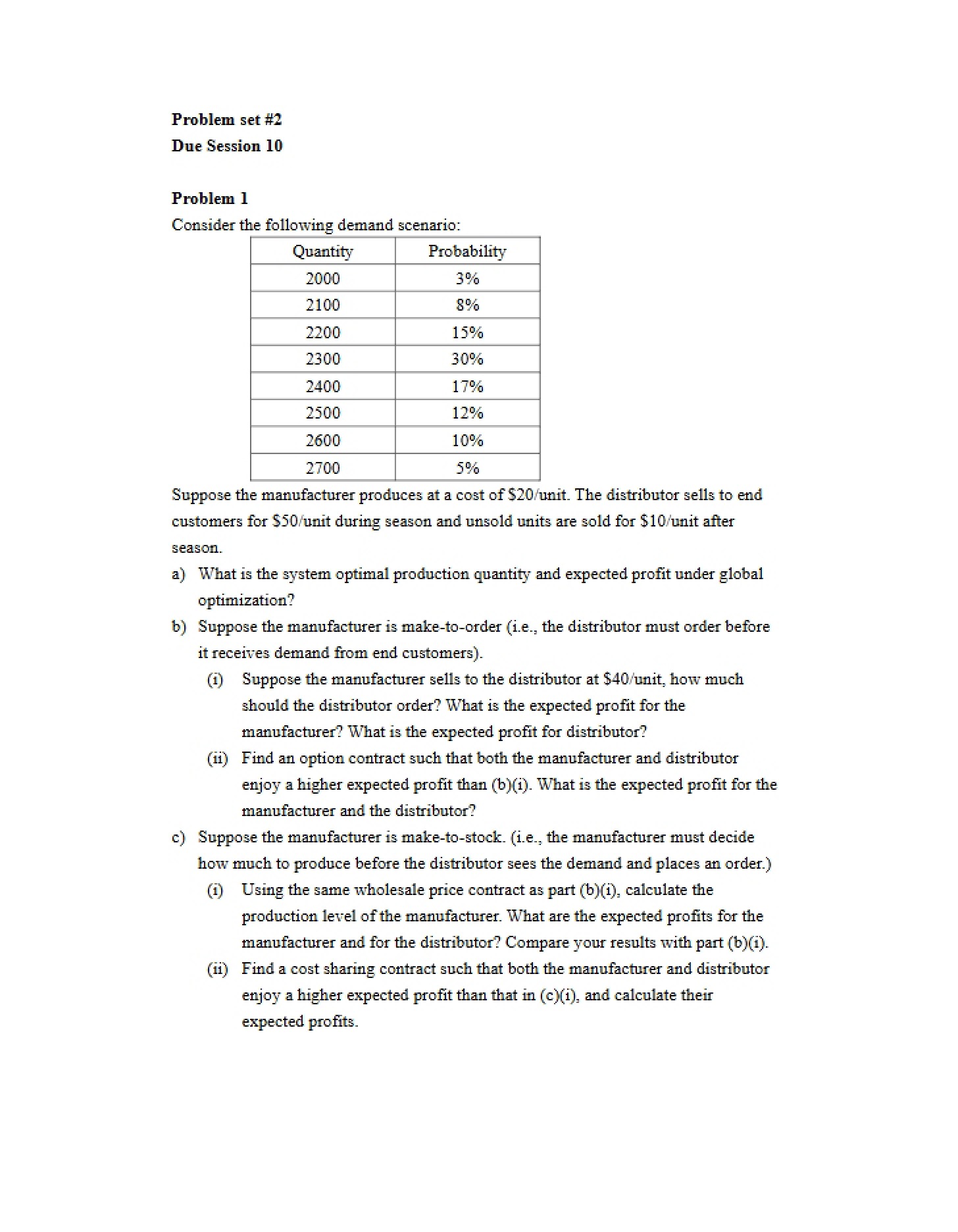 Second Problem Set