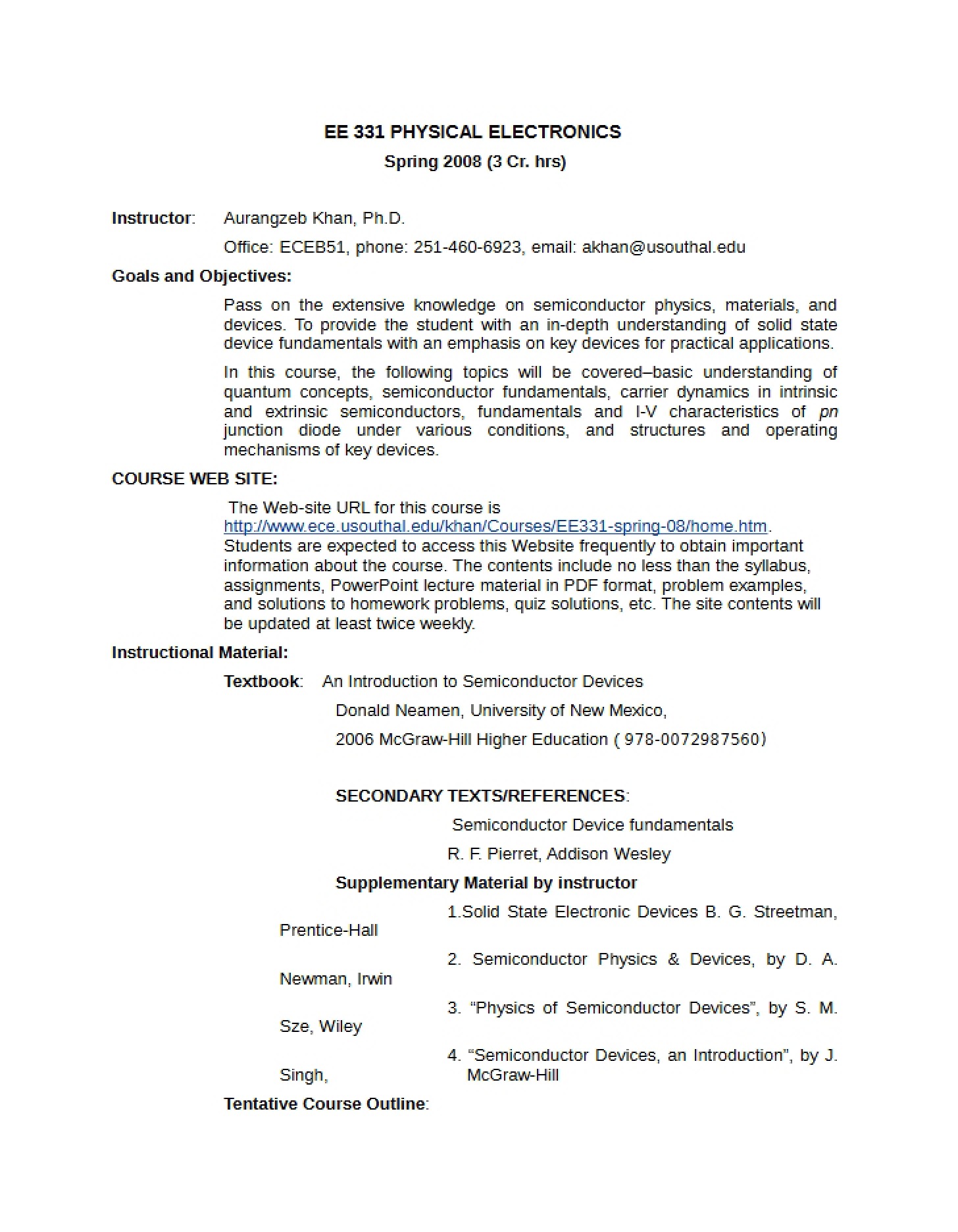 Physical Electronics (EE 331)