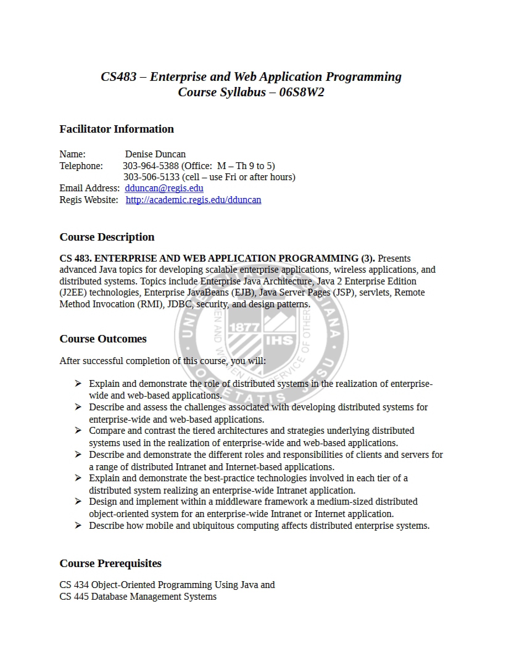 Web Application Programming Syllabus