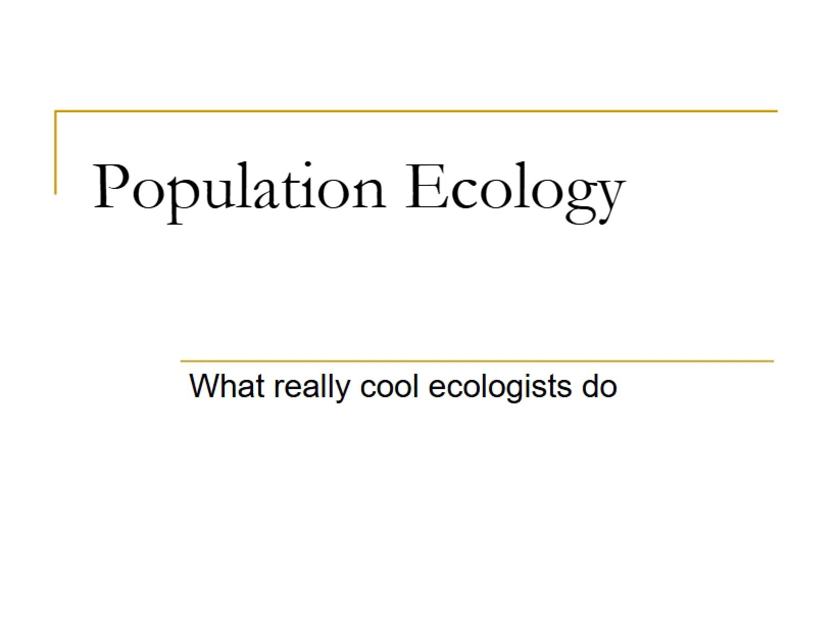 Ecology of Populations