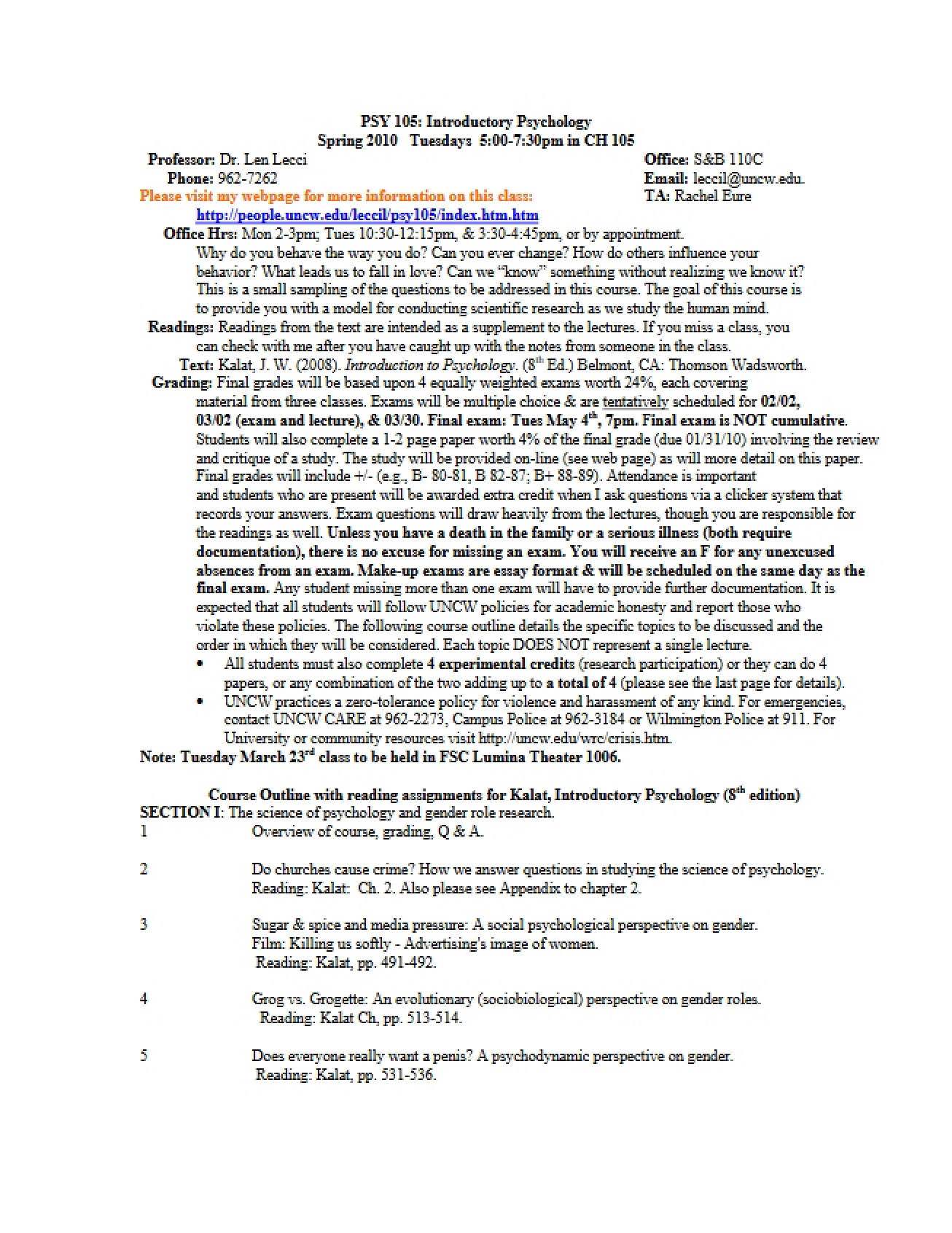 Spring 2010 Syllabus (Kalat)