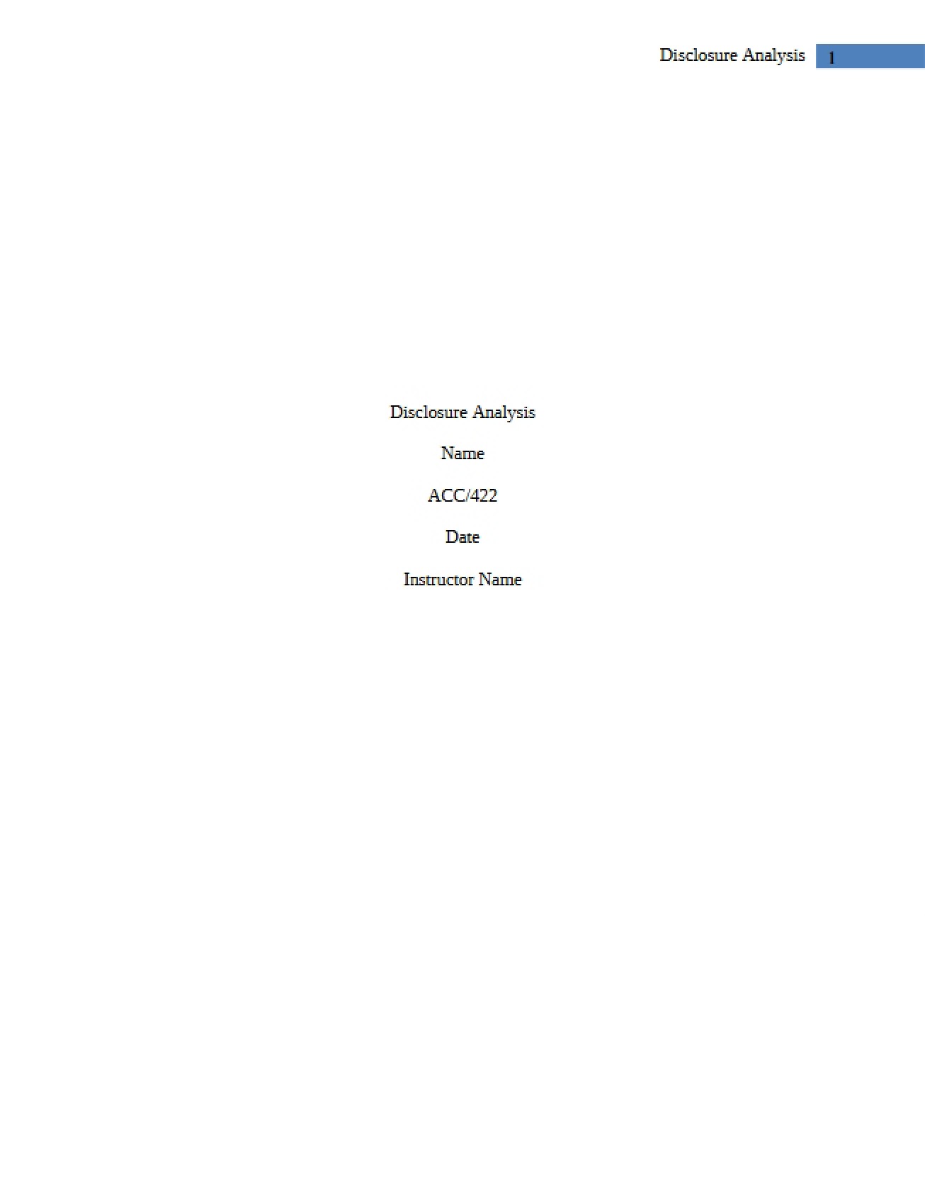 Analysis of Disclosures - 6 Pages
