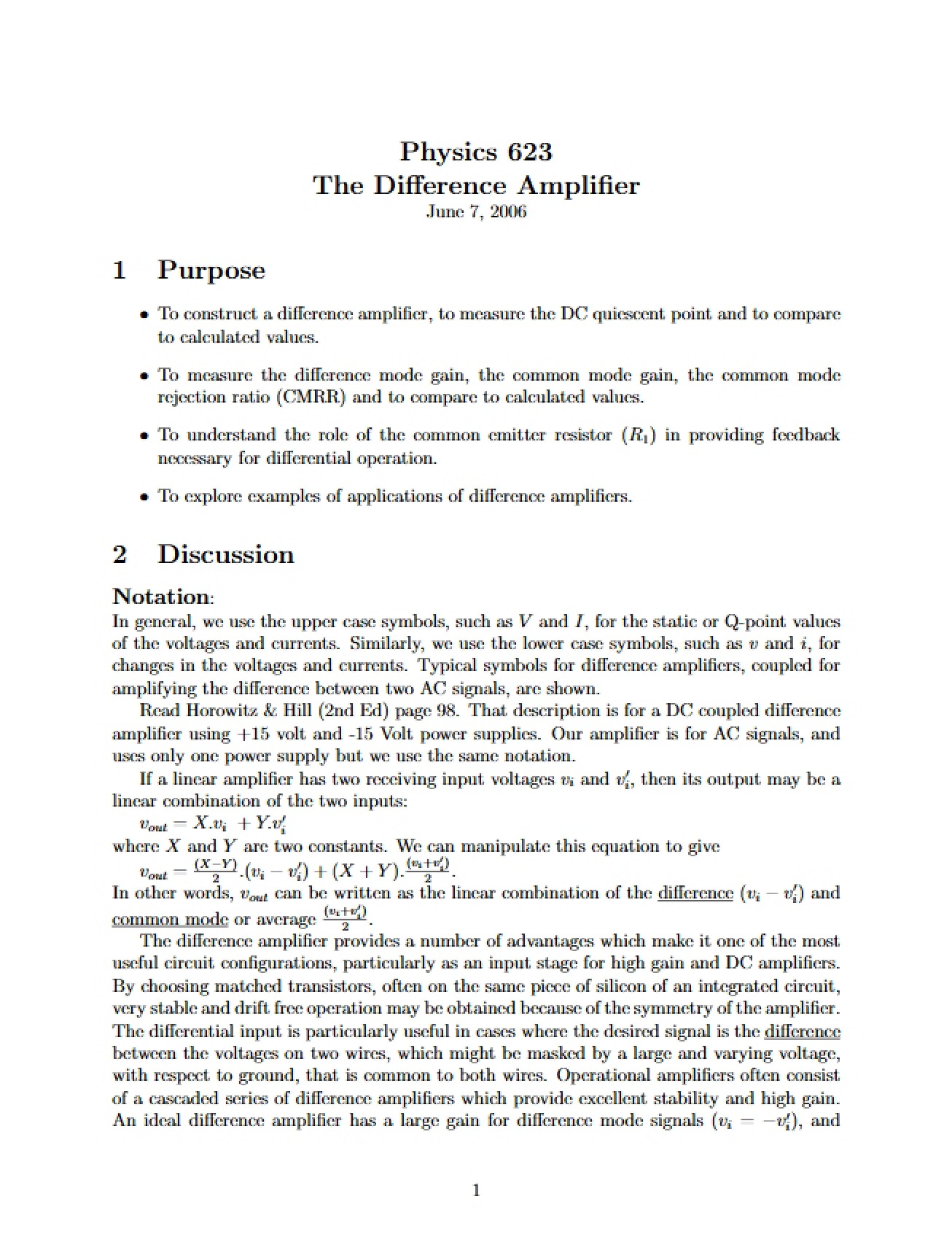 Amplifier Operations