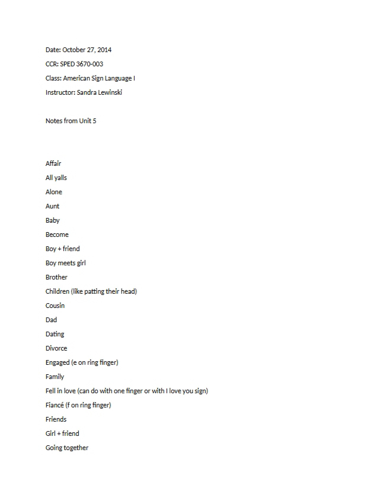 Notes from Unit Five
