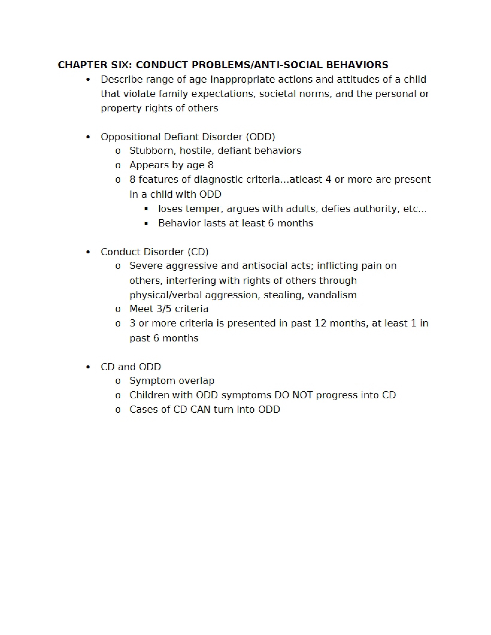 Problems with Conduct Chapter 6