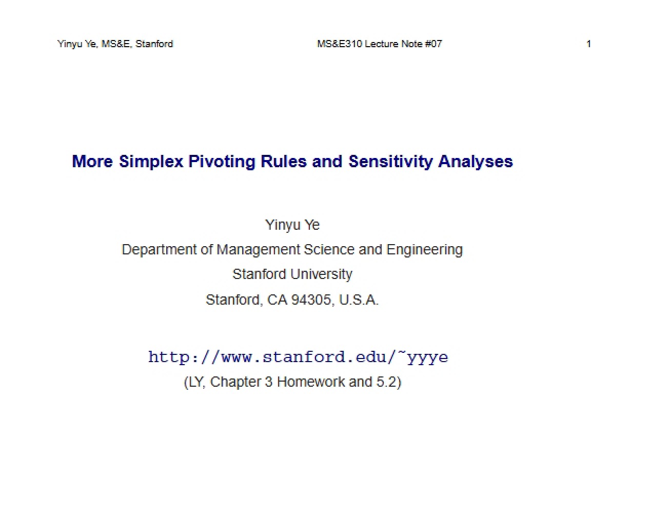 Linear Programming Lecture Notes