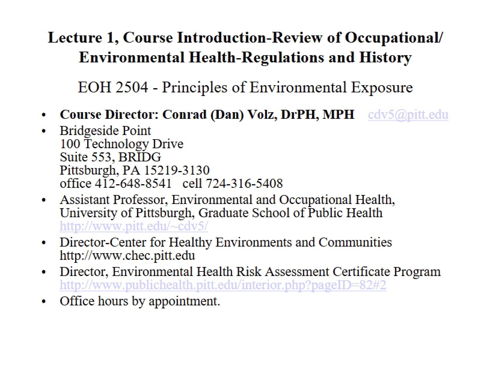 Intro to Environmental Exposure Principles