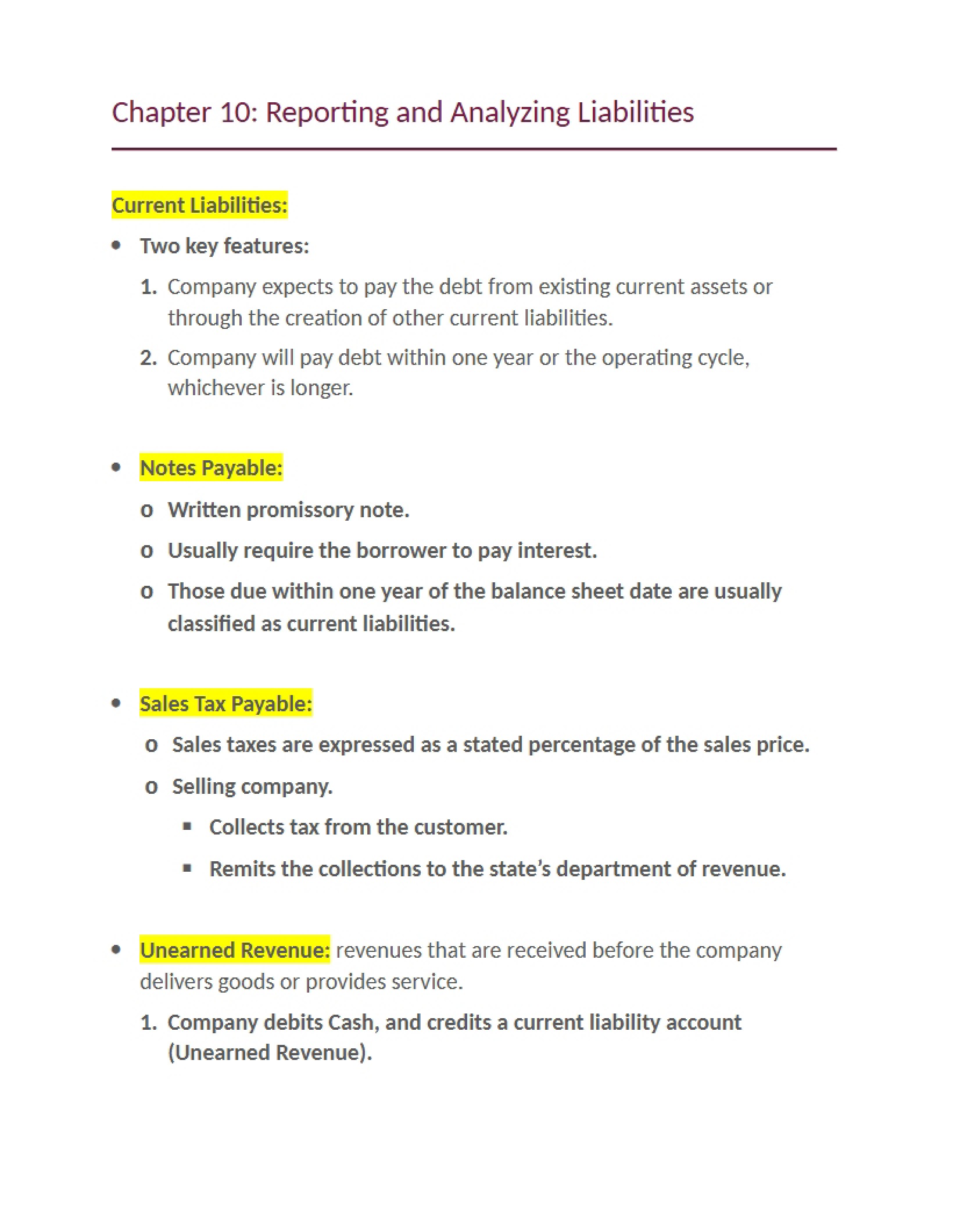 Notes covering Chapter 10