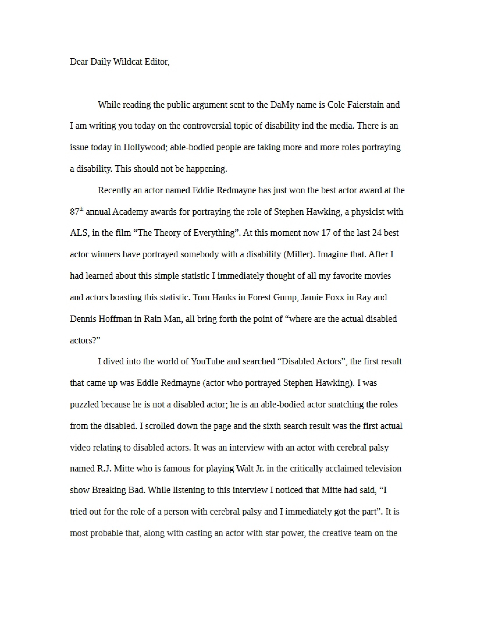 Third Essay Assignment