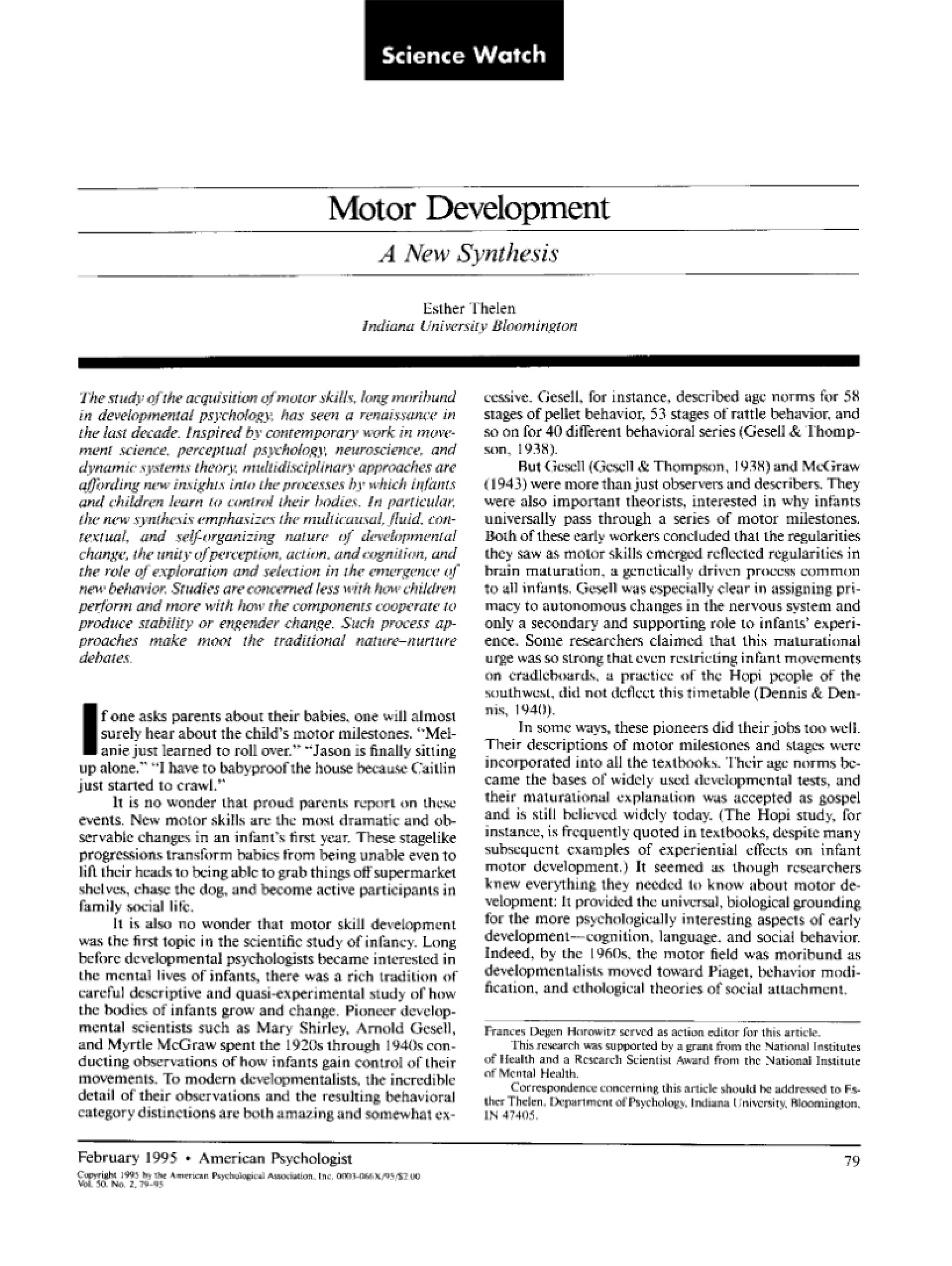 Development of Motor Skills