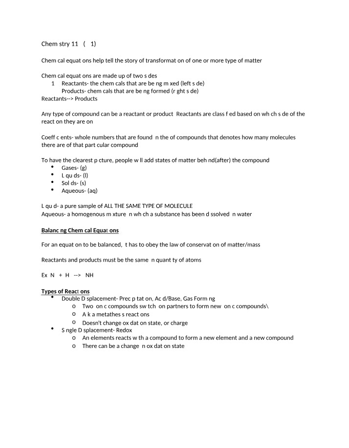 Balancing Chemical Equations for Chemistry 115