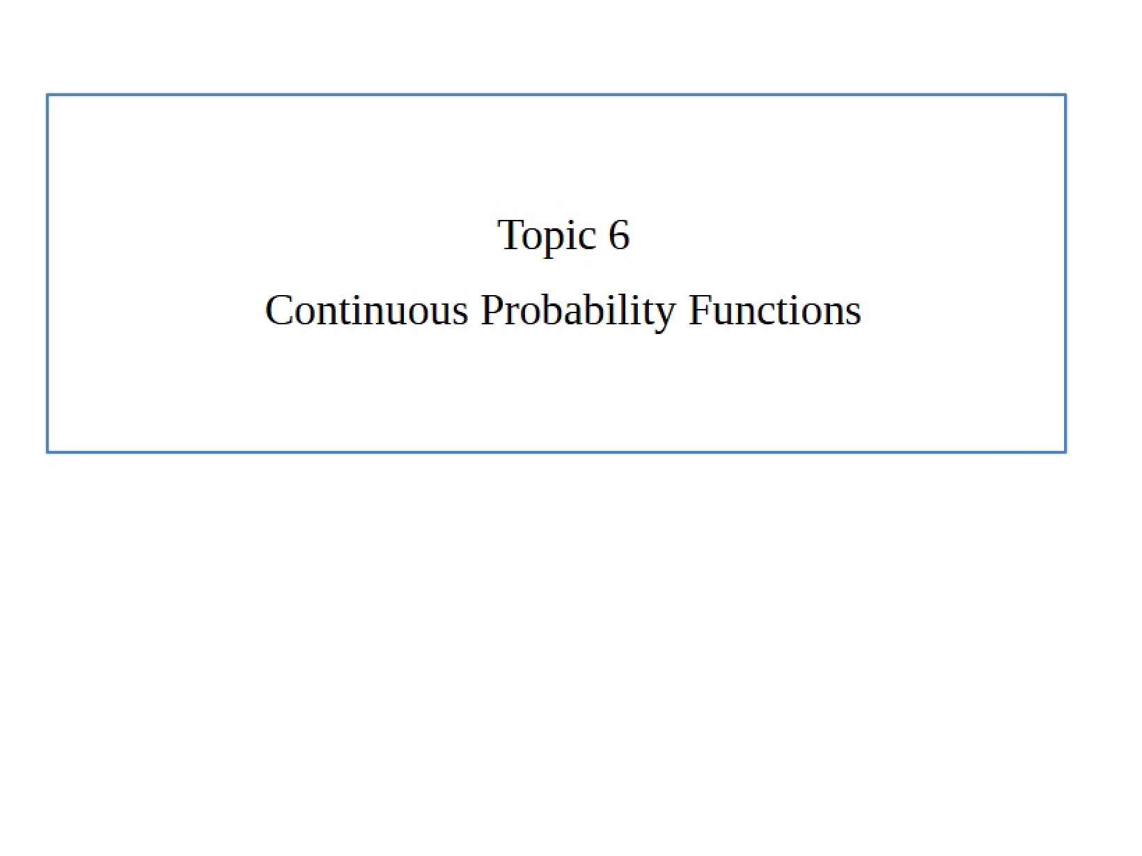 Probability Continuous