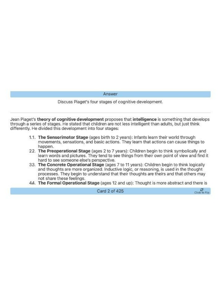 Cognitive Development - Piaget's Four Stages