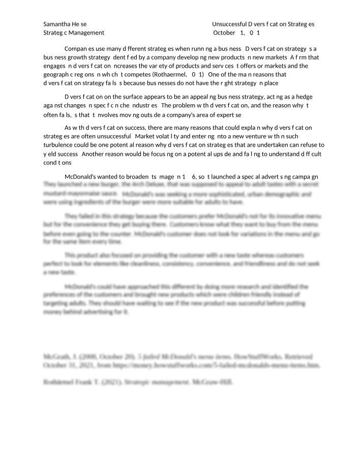 Unsuccessful Diversification Strategies - Business Challenges