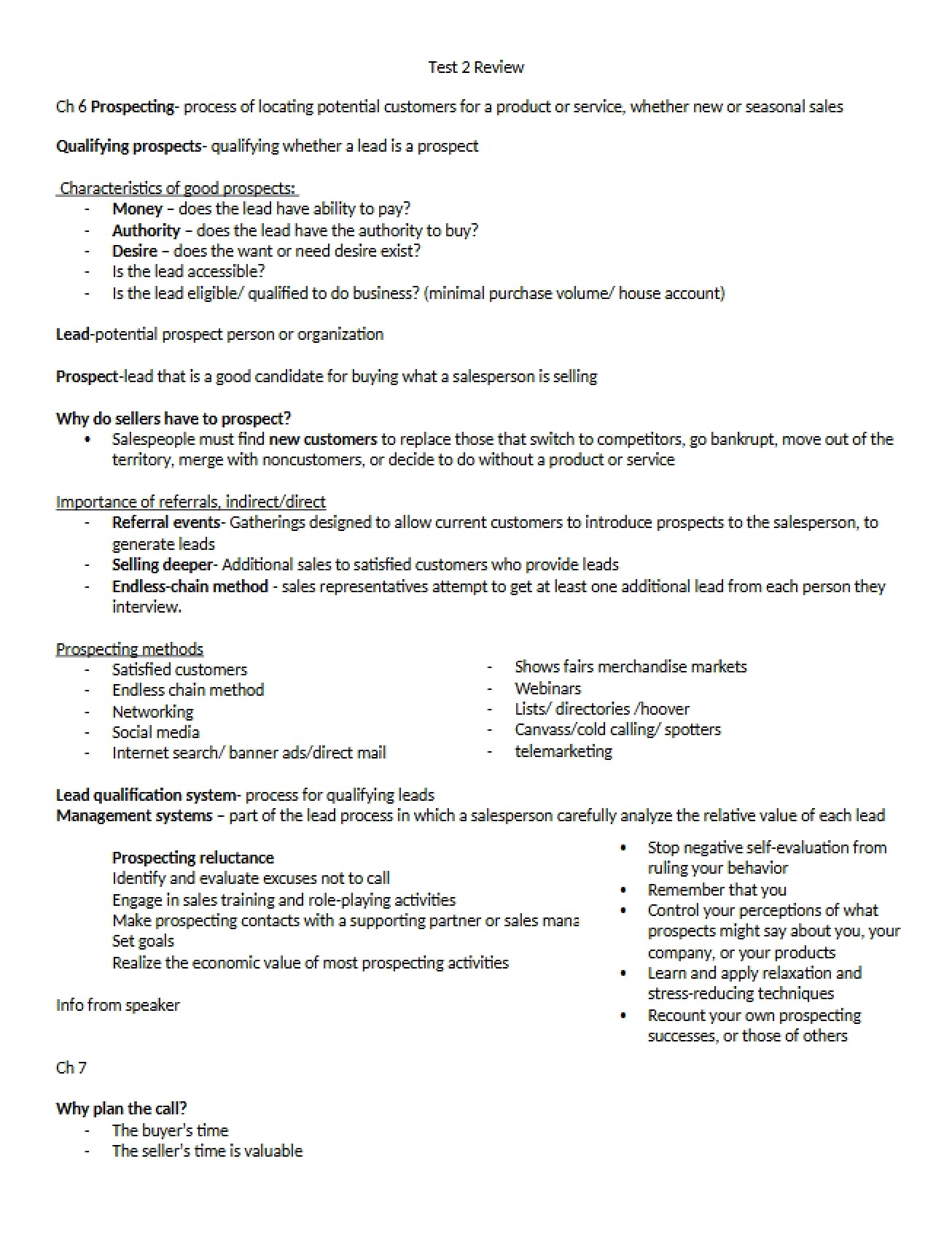 Personal Selling Test 2