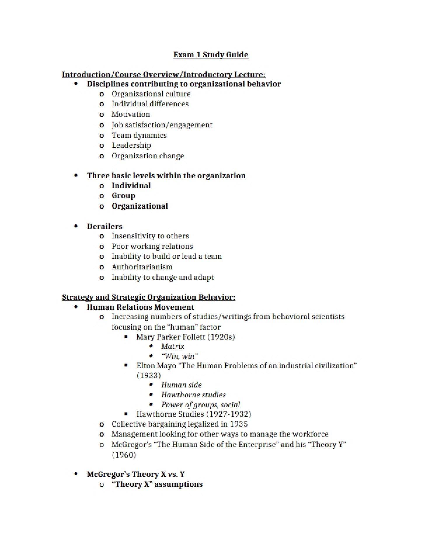 Examination One