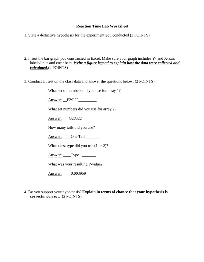 Reaction Time Analysis - Hypotheses, Graphs, and T-Tests