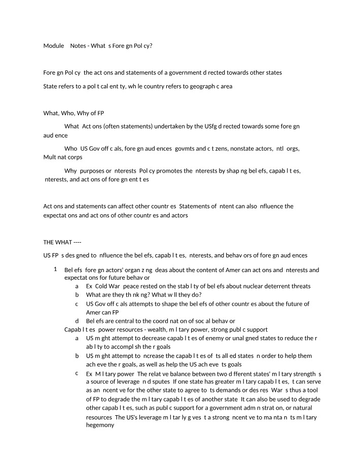 What is Foreign Policy Module 2 Notes