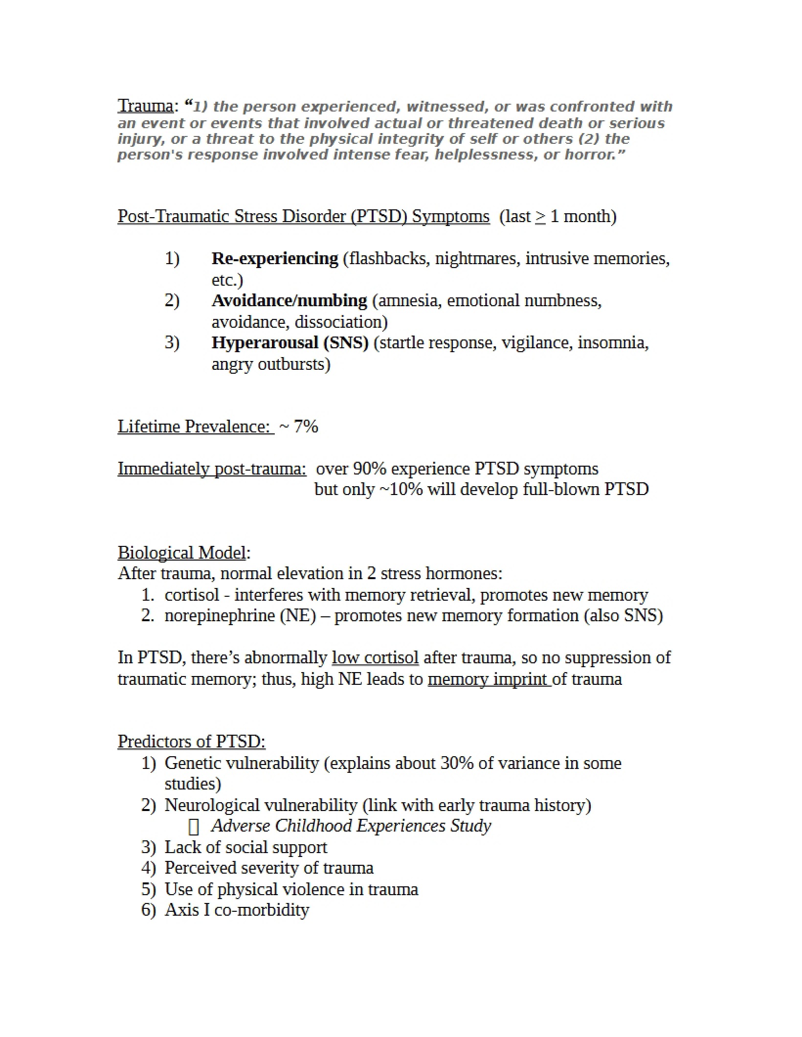 Post-Traumatic Stress Disorder