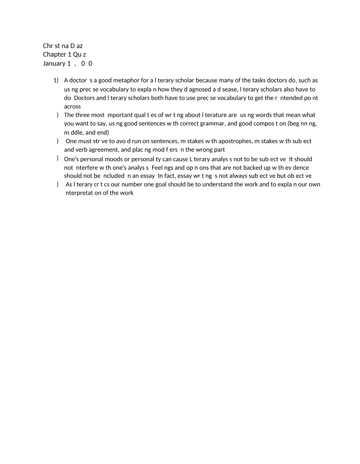 Quiz for Chapter 1