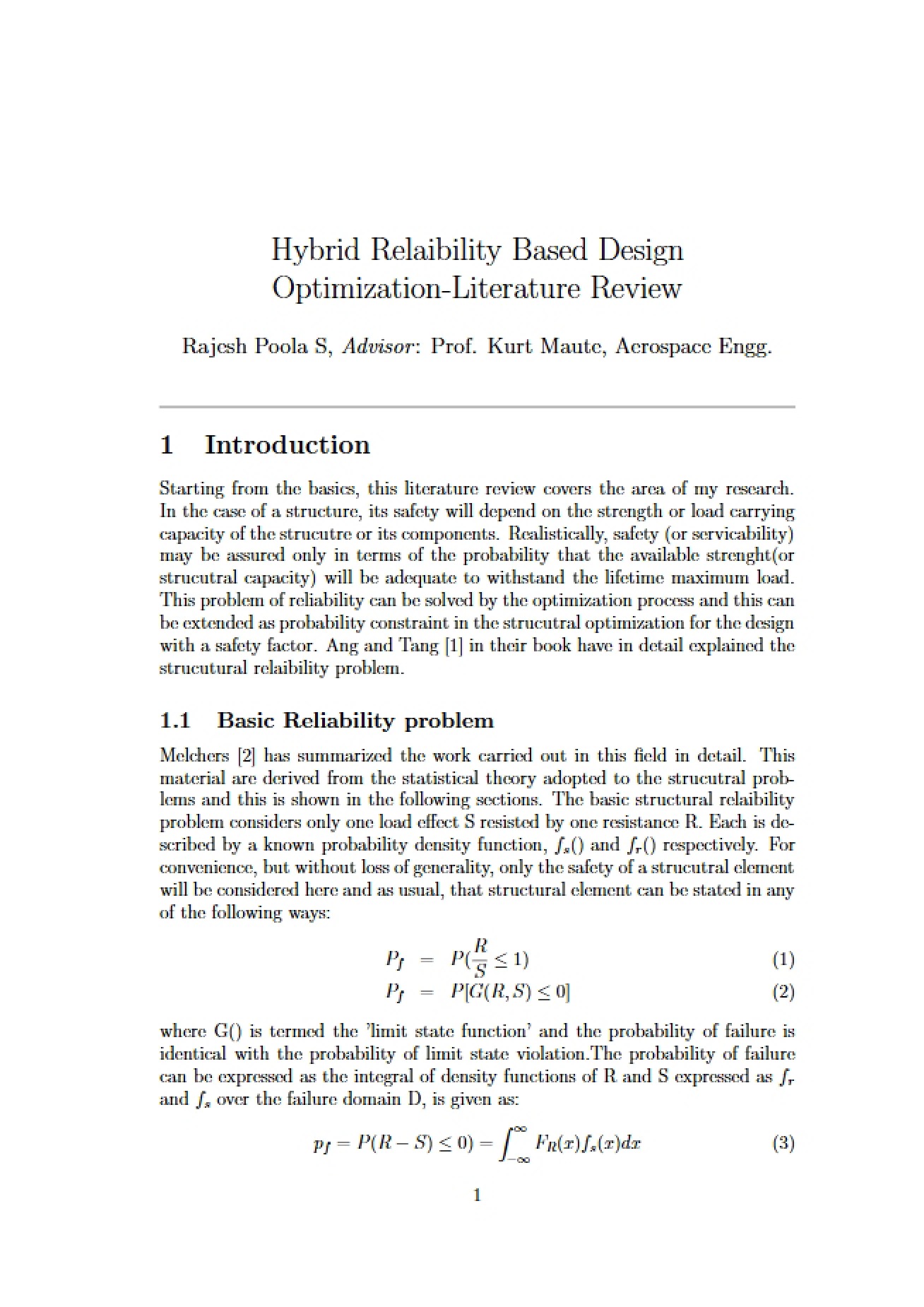 Hybrid Reliability Based Design