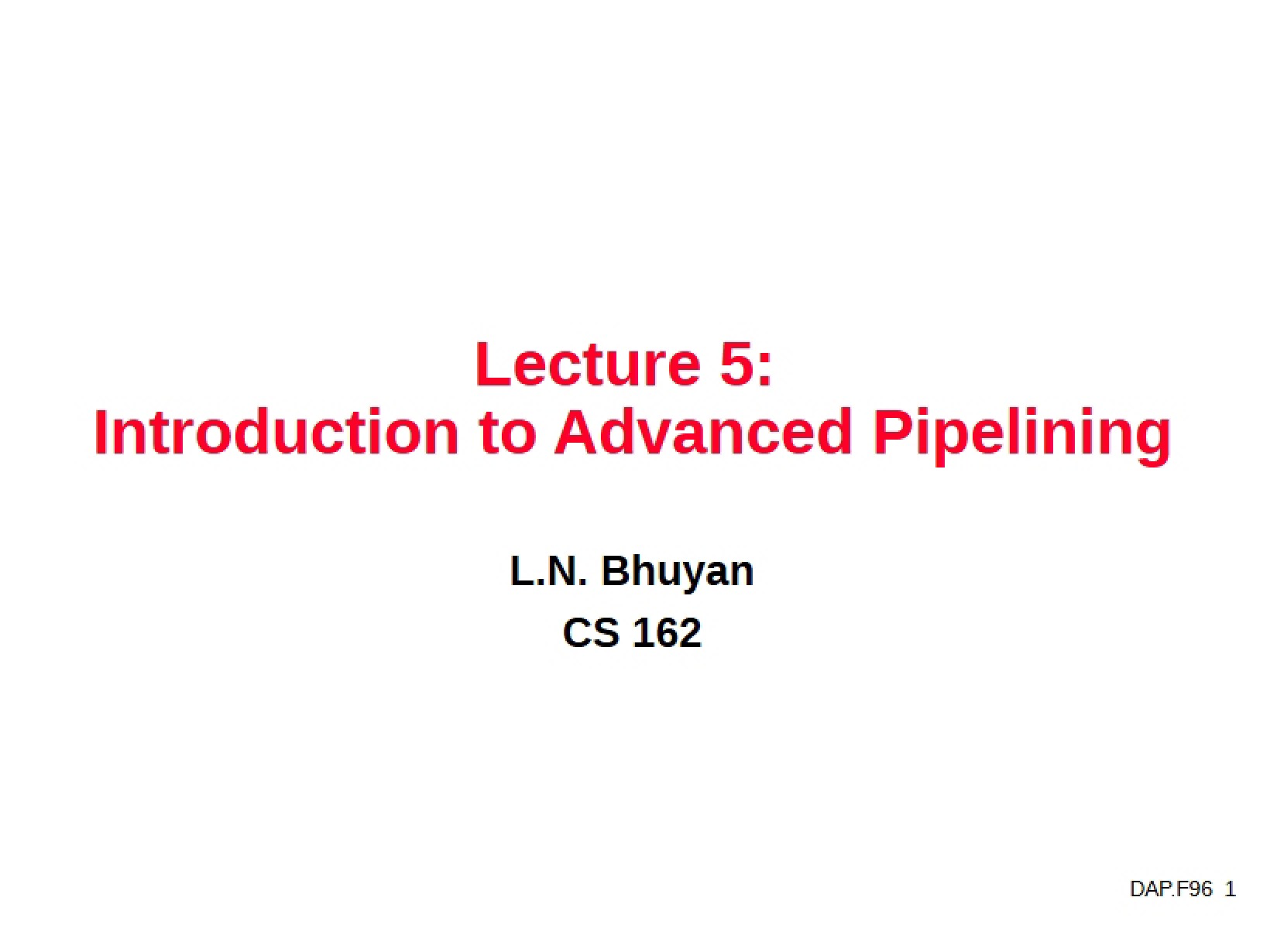 Advanced Pipelining Introduction