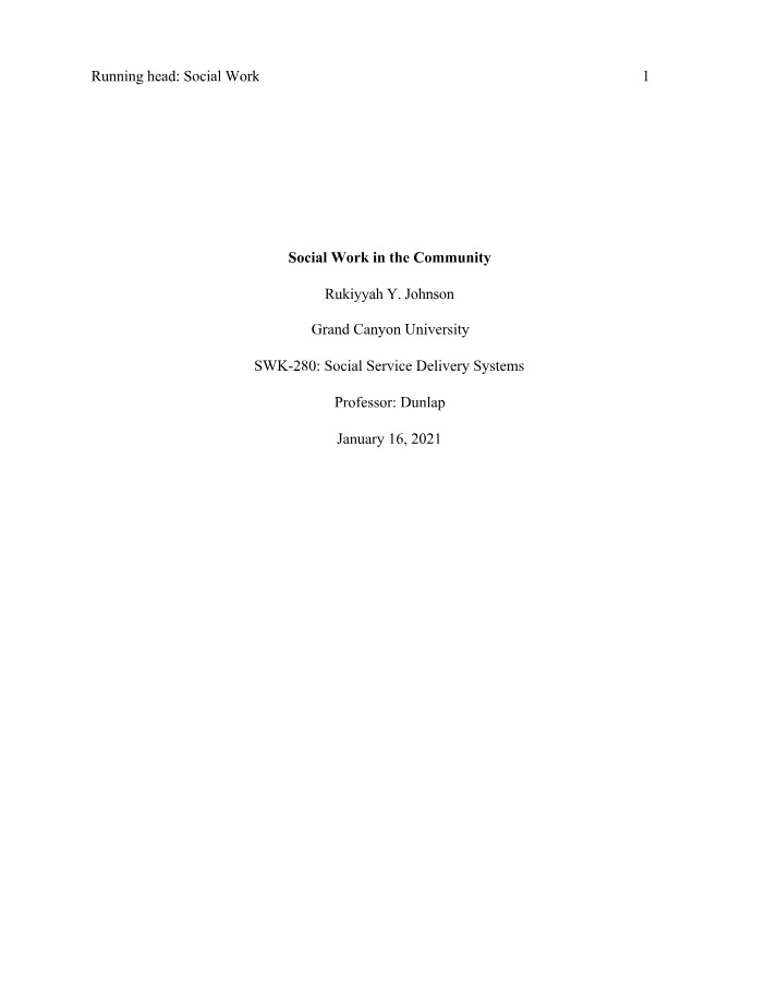 Social Work Practice in the Community