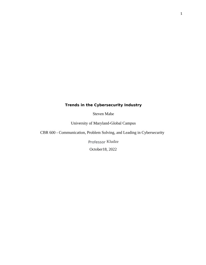 Cybersecurity Industry Trends