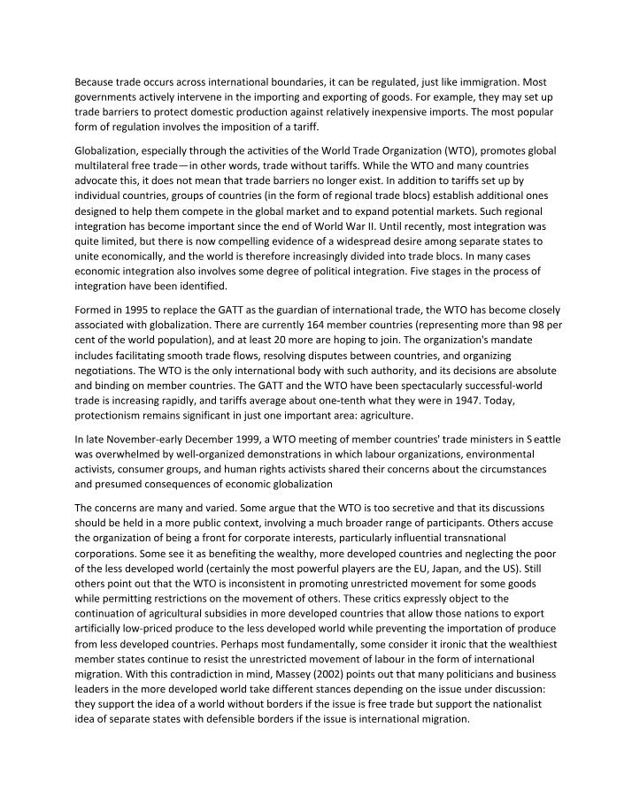WTO Analysis - International Trade and Globalization
