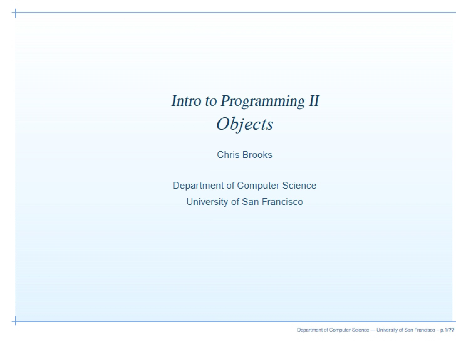 Programming II Introduction