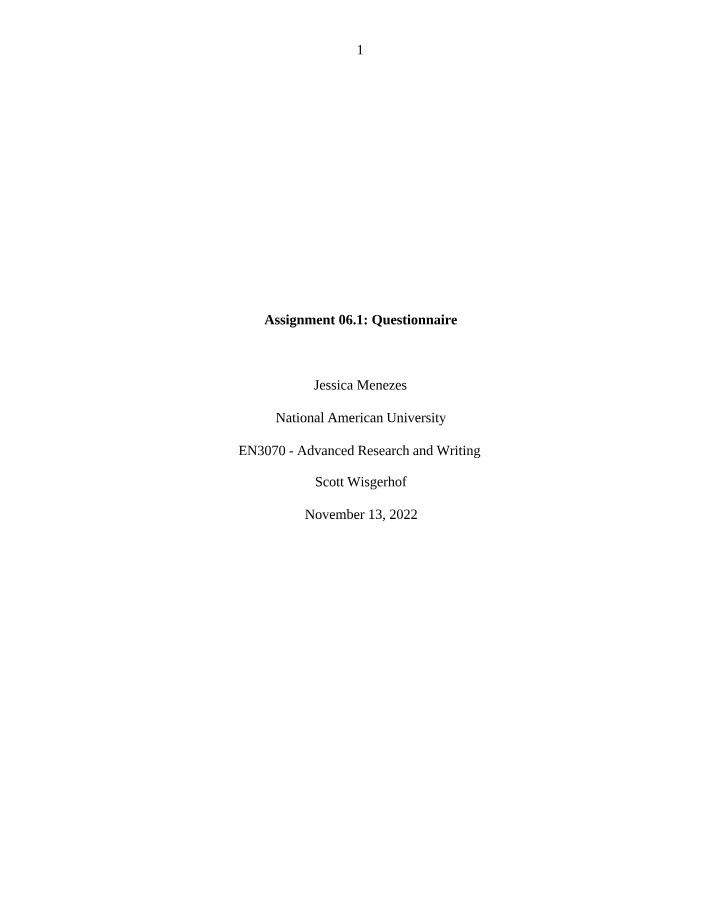 Questionnaire for Assignment 06.1