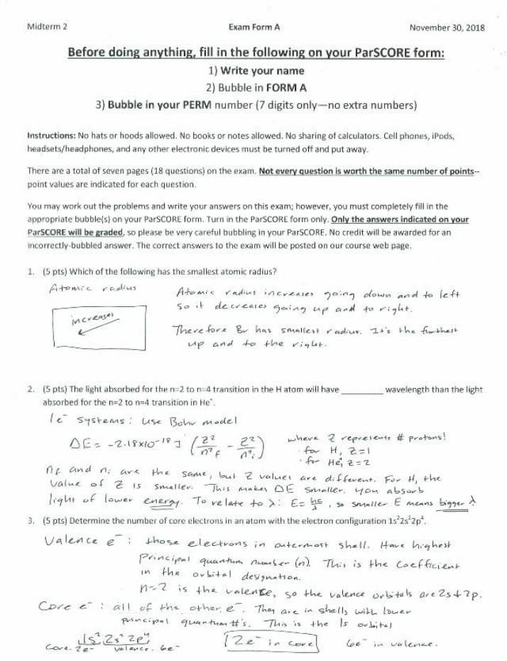 Midterm 2 Exam Form A (2018)