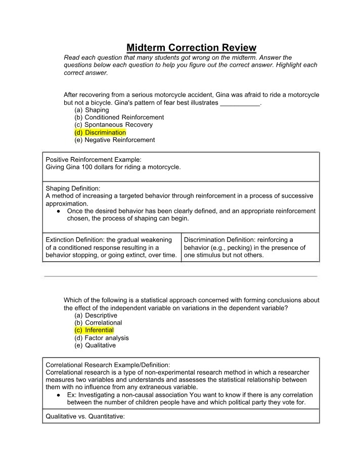 Midterm Correction - Reviewing Mistakes