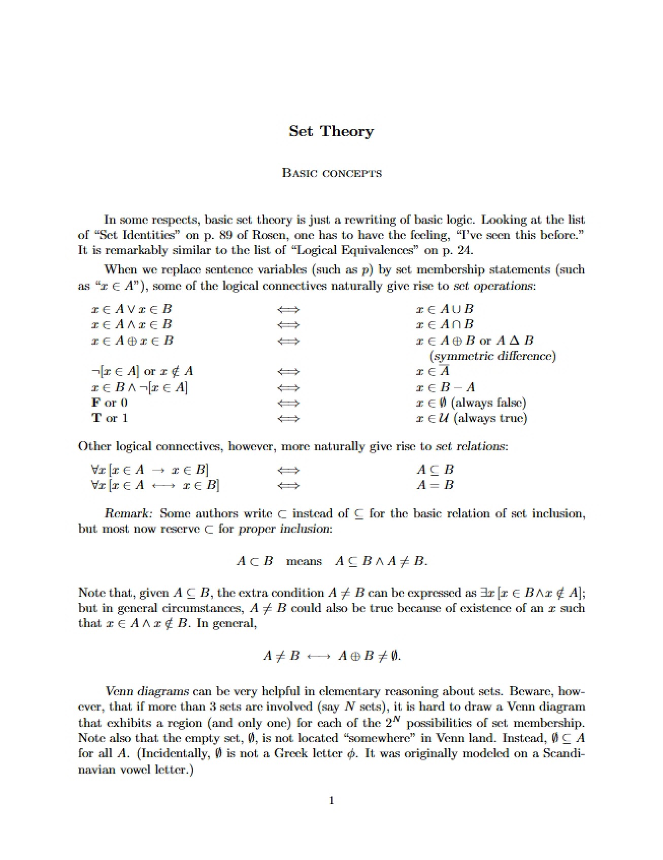 Principles of Set Theory
