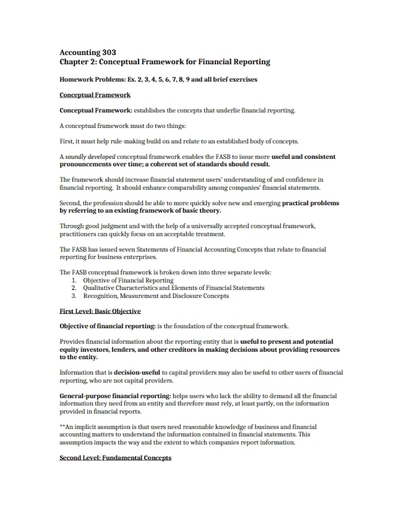 Conceptual Framework for Financial Reporting, Chapter 2