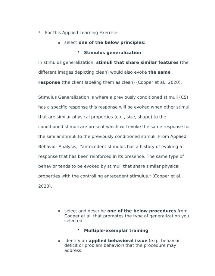 Stimulus Generalization and Multiple-Exemplar