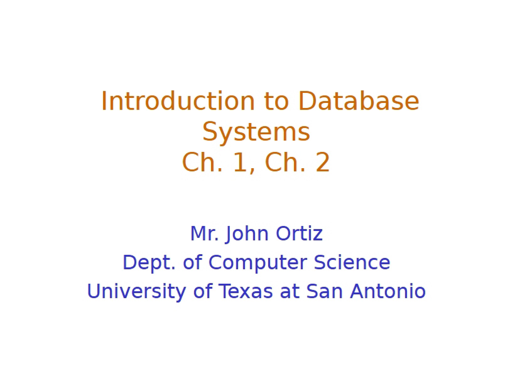 Database Systems Introduction