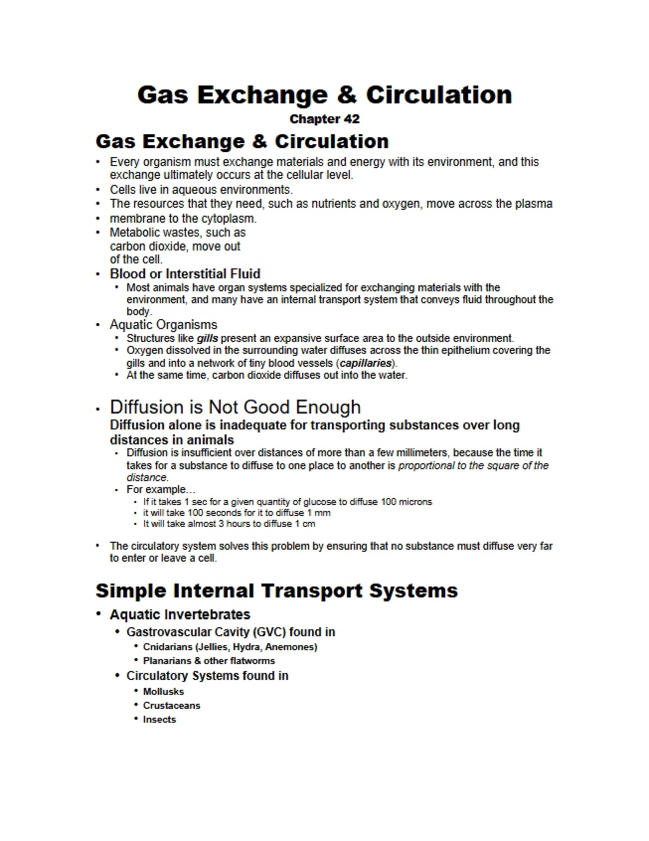 Circulation and Gas Exchange Systems