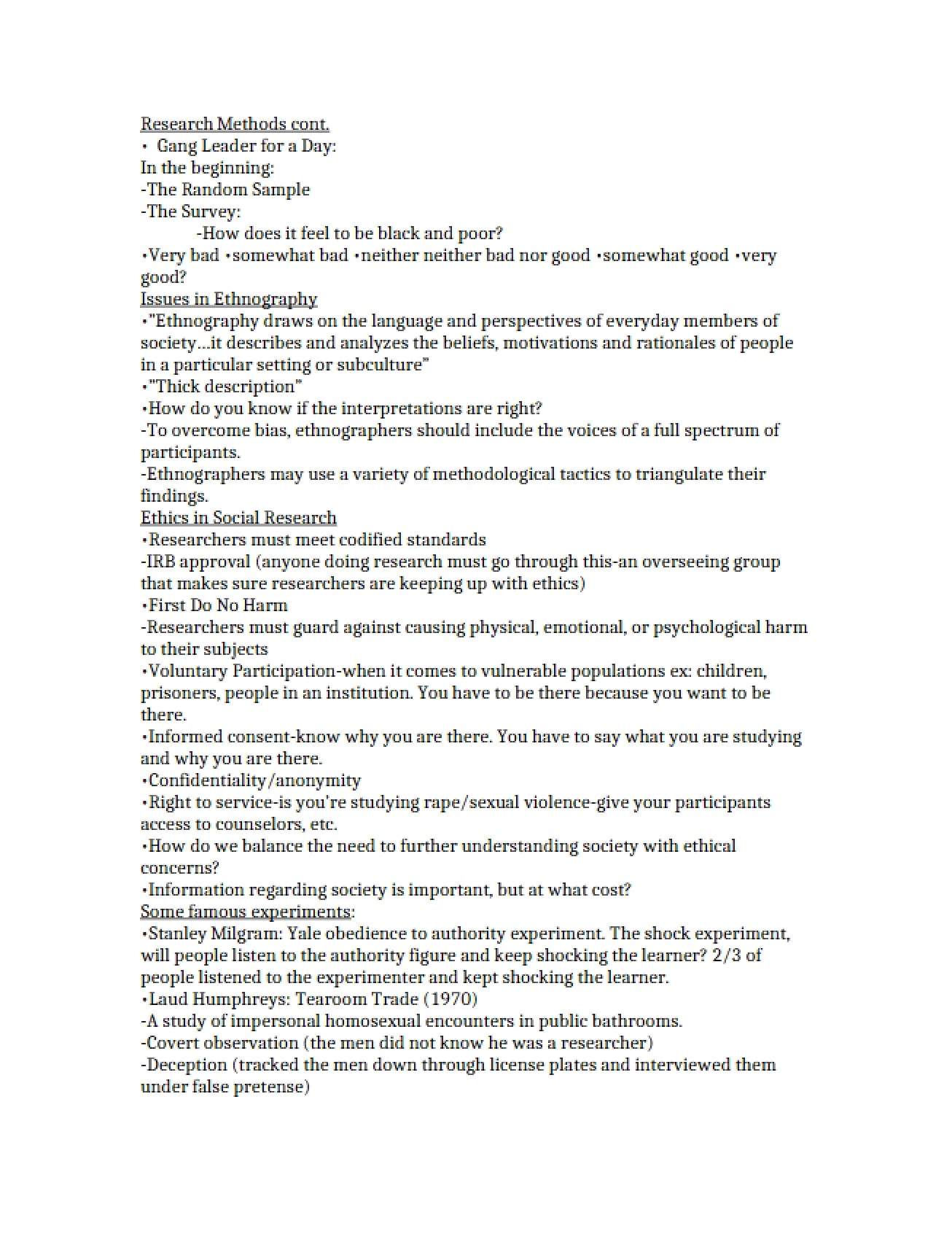 Ethnography Issues
