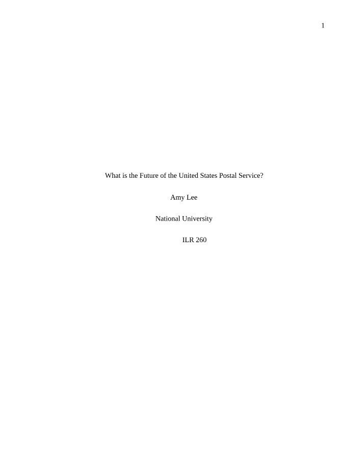 The Future of the United States Postal Service