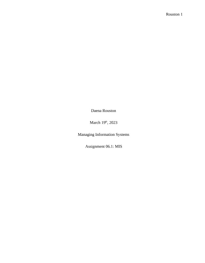 Managing Information Systems Assignment 06.1
