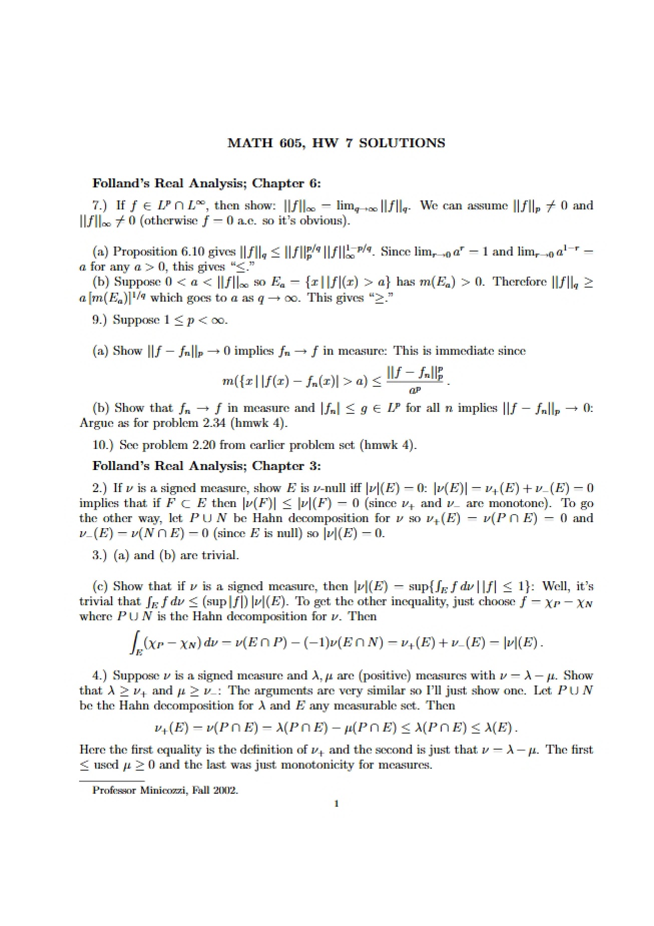 Solutions for Real Variables Homework 7