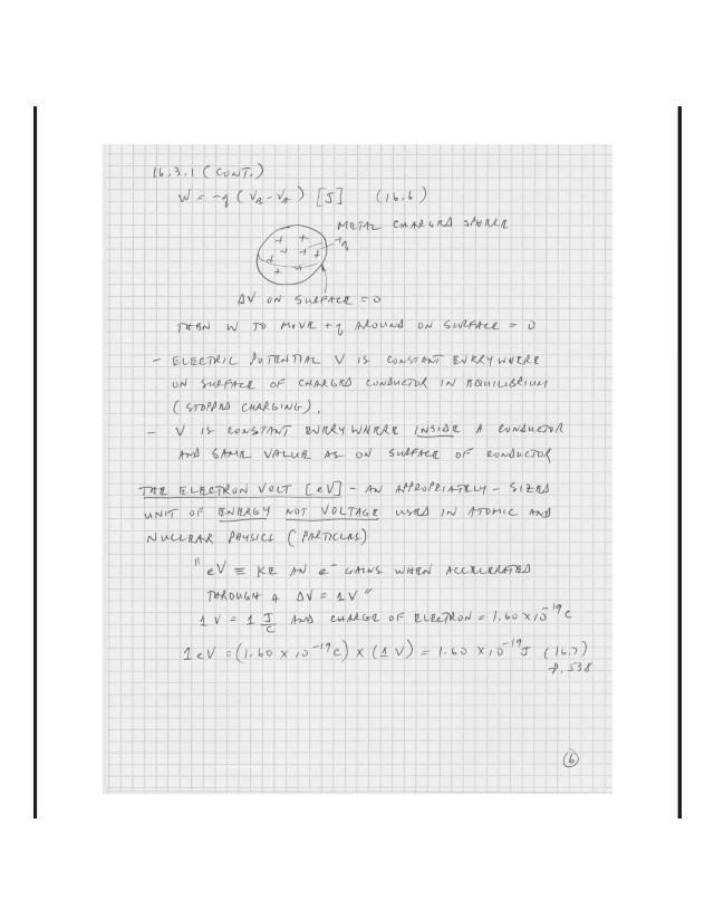 Electric Potential and Electron Volt Notes