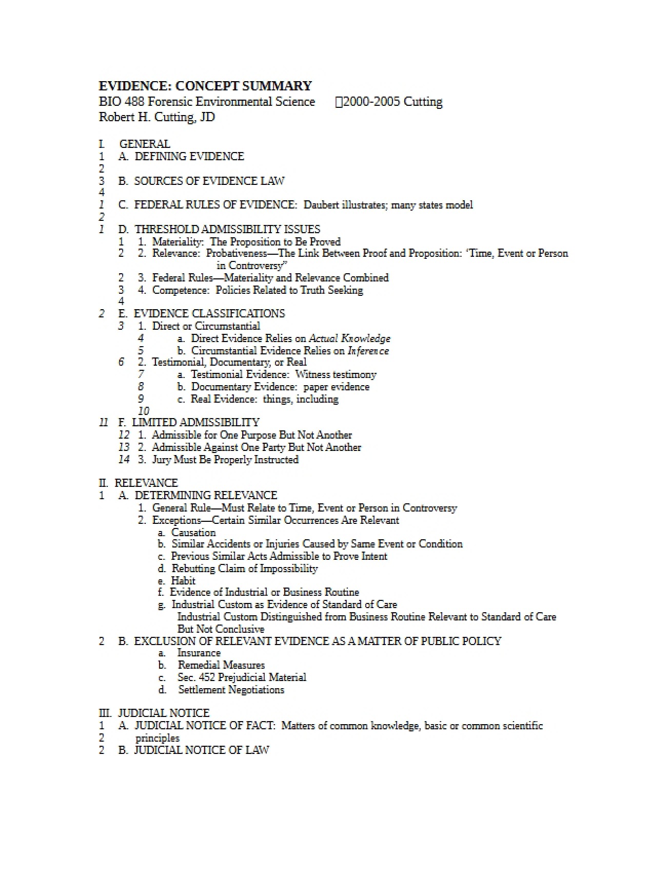 Environmental Science Evidence