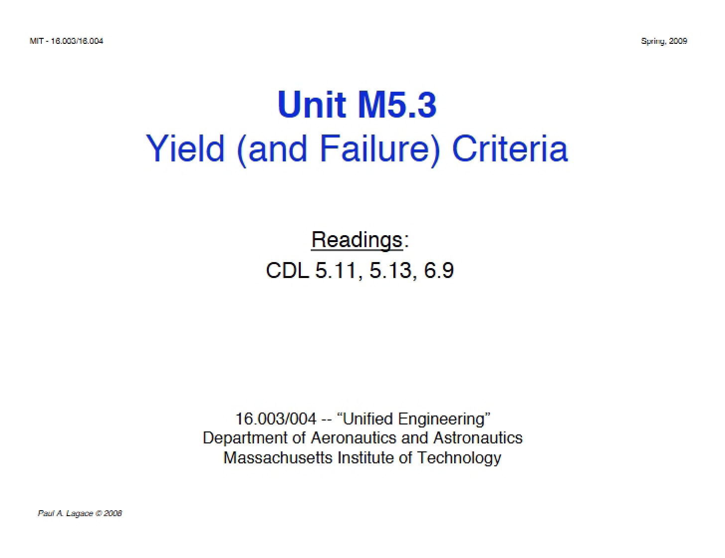 Unified Engineering Basics