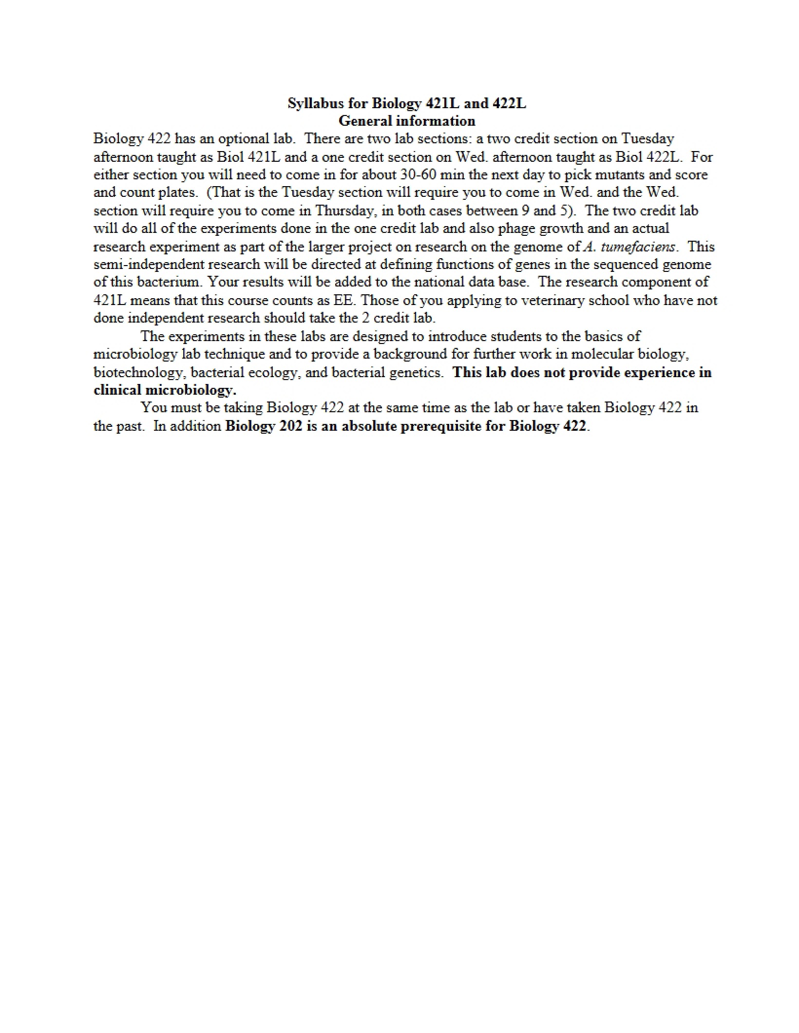 Microbiology Lab Syllabus