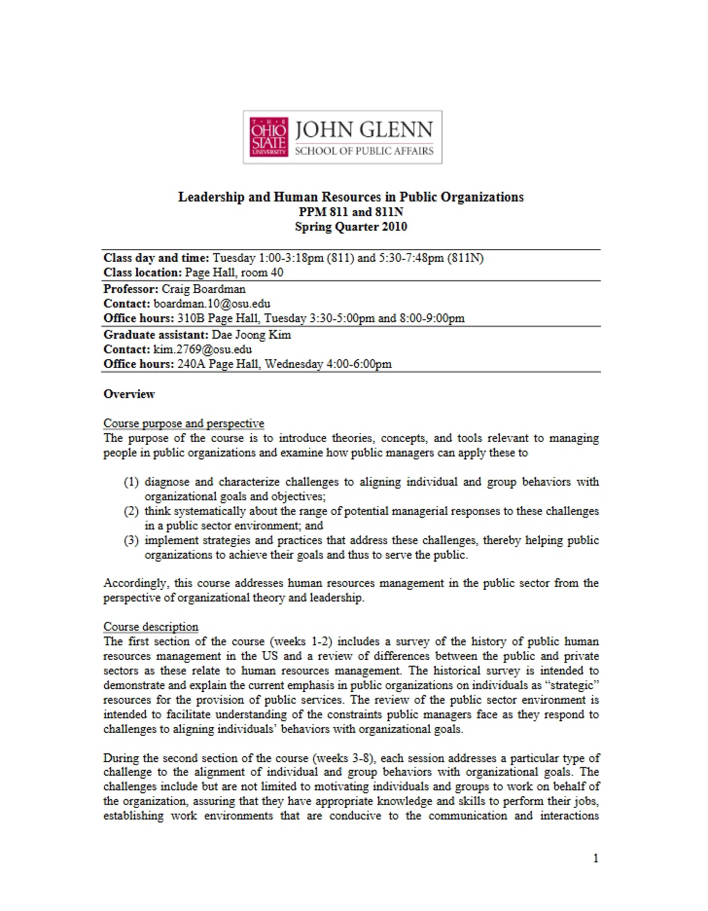 Course Syllabus