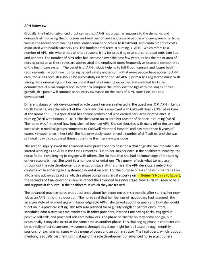 Advanced Practice Nursing - Role Development and Transition