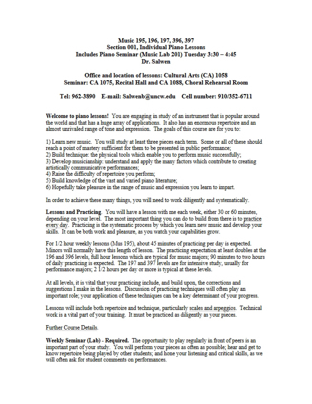 Piano Lessons Individual Instruction