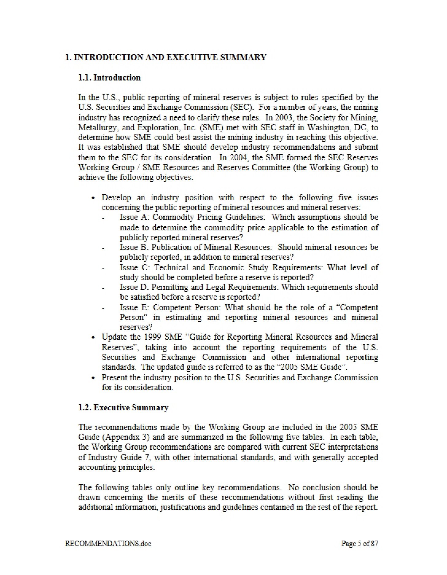 Executive Summary and Introduction